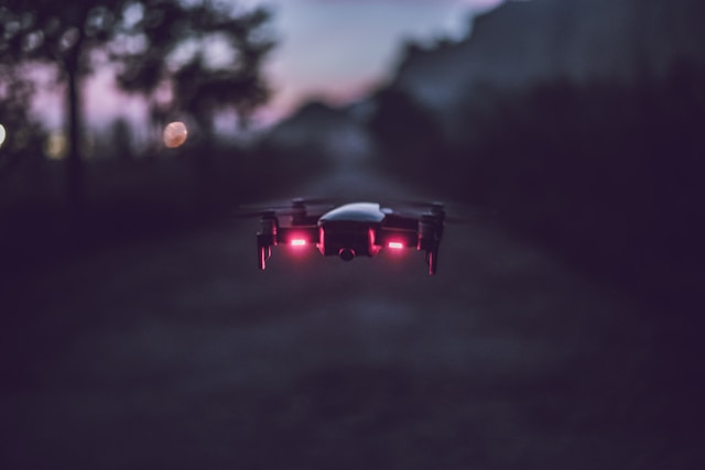 drone flying at night